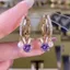 2023 Bông Tai Thỏ Tím Nữ Ngọc Trai Cao Cấp Zircon Bông Tai Mùa Xuân Bông Tai 6.18