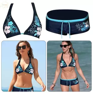 AWNGD Dây đeo đồ bơi, Bộ Bikini in hoa cổ điển, Thời trang eo thấp có thể điều chỉnh Bộ đồ tắm gợi cảm mặc đi biển