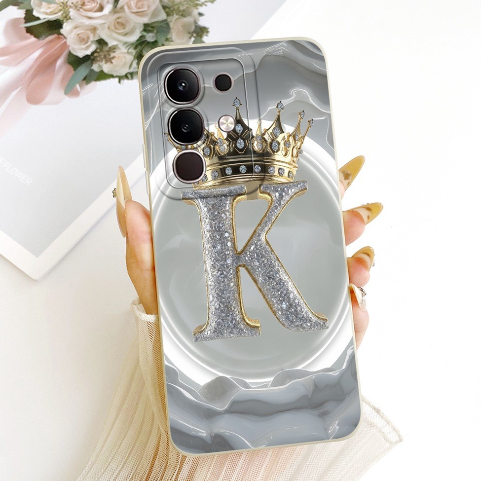 Dành Cho IQOO Z10x Ốp Lưng V2445A Chữ Sang Trọng Vương Miện Thời Trang 2D Vỏ Sơn Cho Vivo iQOO Z10x Funda