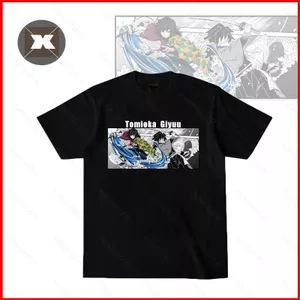 BH2 Demon Slayer -Giyuu Tomioka Áo Thun Unisex Tay Ngắn Áo Kimetsu No Yaiba Anime Graphic Tee Áo Sơ Mi HB2