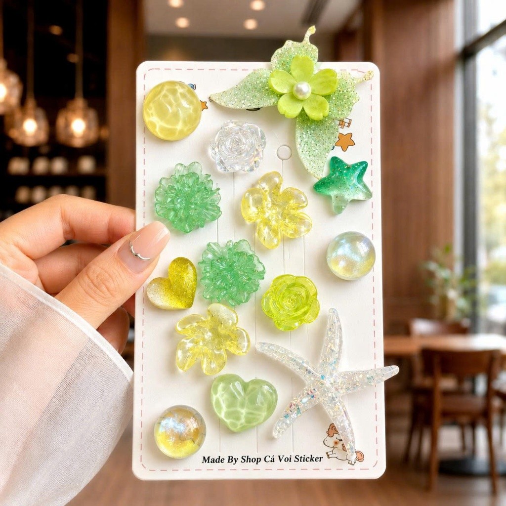 💜 Set Charm Resin Hồ Điệp Tử Đinh Hương Hoa Pha Lê Tím Ánh Ngọc Trái Tim Sao Trang Trí Dép Handmade Cao Cấp