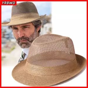 Mũ Fedora YRBWD, Mũ Jazz Panama khô nhanh, Mũ rơm thoáng khí thời trang Unisex