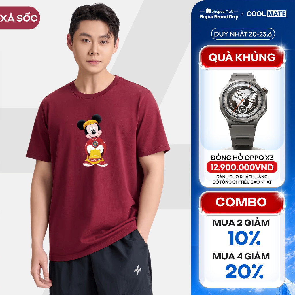 [MUA 4 GIẢM 20%][BST 2026]Áo thun nam nữ cotton 100% 220gsm IN Mickey Lì Xì Áo đôi Coolmate