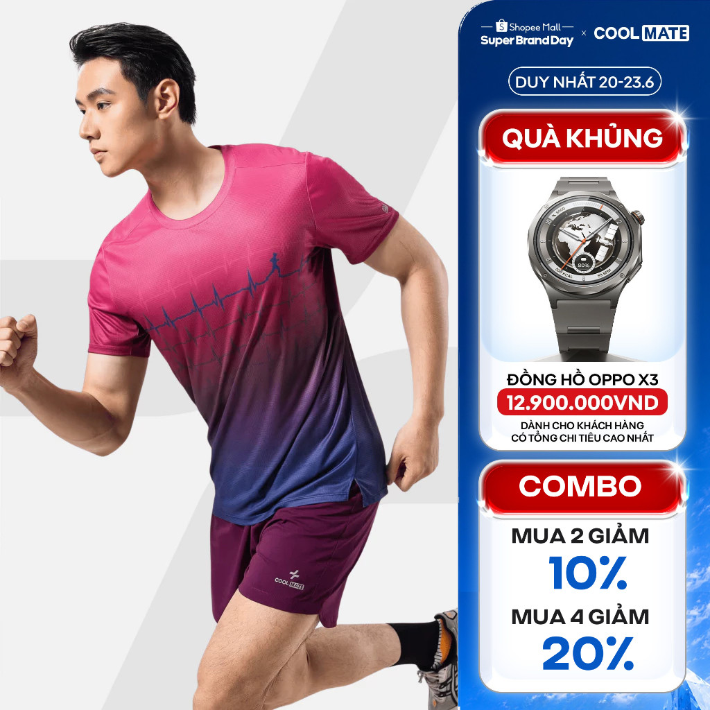 [MUA 4 GIẢM 20%]Áo thun nam thể thao chạy bộ Graphic Heartbeat siêu nhẹ, thoáng khí, thấm hút tốt - Coolmate