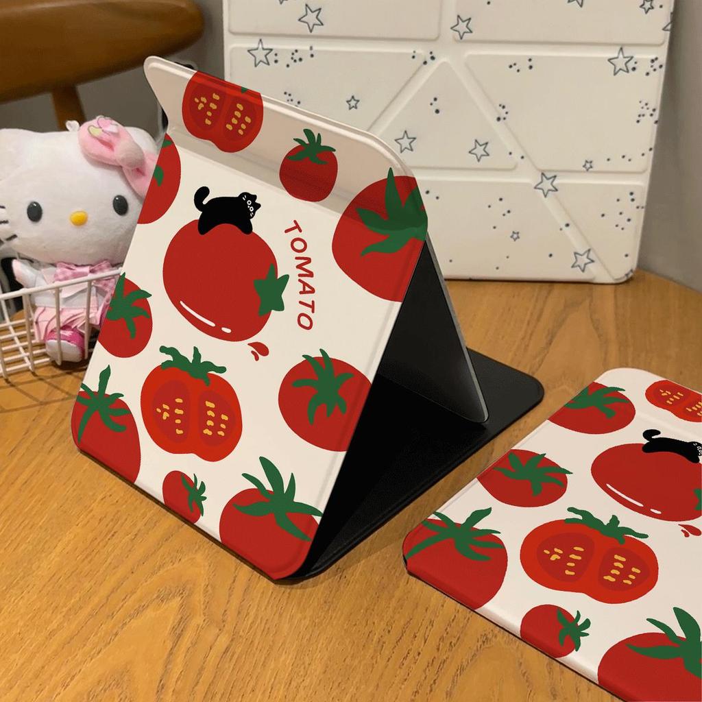 Gương gấp mini họa tiết cà chua đỏ mùa hè gương trang điểm tươi mát