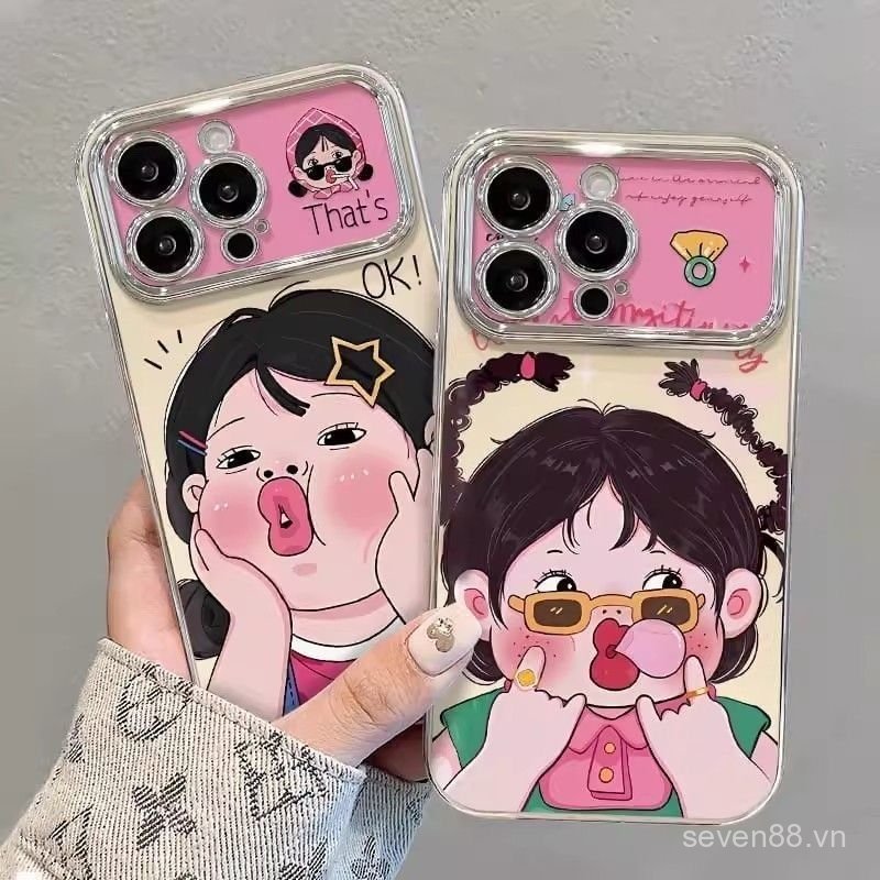 Ốp Điện Thoại Thích Hợp Cho iPhone 11 12 13 14 15 16 17 Pro max Plus Air Cô Gái Dễ Thương Chống Sốc Chống Sốc Vỏ Bảo Vệ Bao Gồm Tất Cả 5WTJ