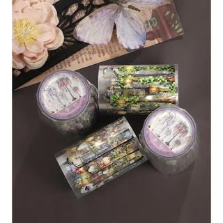 JIANWU 60mm * 5m Vintage Cây Đèn Hoa Đường Phố Vật Liệu Phong Cảnh Cắt Kéo Thêu Sò PET Băng Tạp Chí Văn Phòng Phẩm