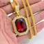 AqToCna Kẻ Sọc Kim Cương Vuông Ruby Nelace Hip Hop Nam Mặt Dây Chuyền Đá Đỏ Mặt Dây Chuyền Trang Sức Vintage Trang Phục Phụ Kiện AqToCna