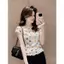 Áo thun ngắn tay gạc in hình tình yêu đầy màu sắc Mùa hè Người yêu nữ tính Slim-fit Slimmer Look Top