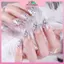 MYPANDA 24 Chiếc Bạc Trắng Giả Móng Tay Acrylic UV Gel Full Pháp Giả Nghệ Thuật Mẹo Dụng Cụ.