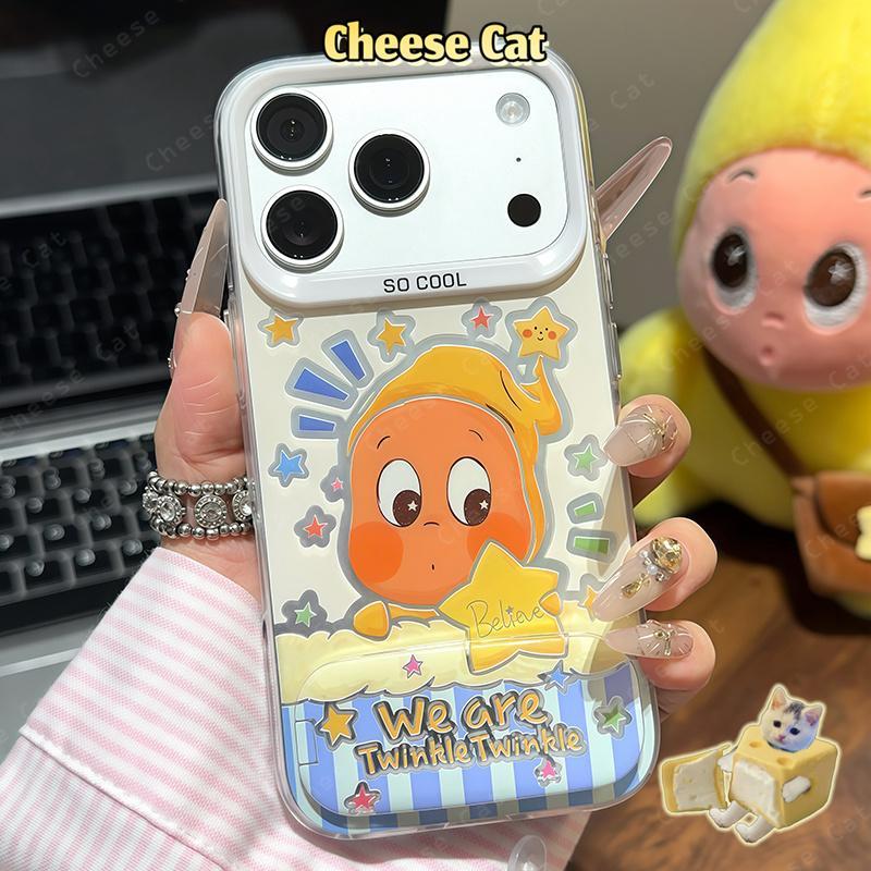Ốp điện thoại hình ngôi sao có gương trang điểm dễ thương cho iPhone 17 Pro 16 15 14 13 12 11 Pro Max XR Xs Max 7 Plus