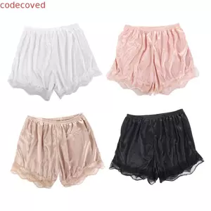 CODECOVED Quần Short An Toàn Mỏng Đơn Giản Ren Satin Nữ Quần An Toàn Bộ Đồ Ngủ Quần Short
