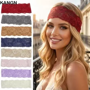 Băng Đô Ren Lưới KANGN, Băng Đô Nhẹ Rỗng, Thời Trang Co Giãn Thoáng Khí Thanh Lịch Mũ Quấn Đầu Nữ Bé Gái Mũ