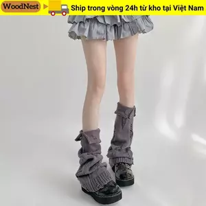 Tất giữ ấm chân dệt kim WOODNEST, Giày bốt co giãn cho bé gái, Bông tai Kẹp Cosplay JK Đồng phục Vỏ chân đa năng