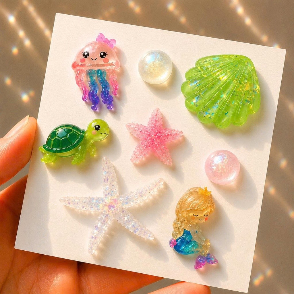 Set Charm Resin Nàng Tiên Cá Đại Dương Lấp Lánh