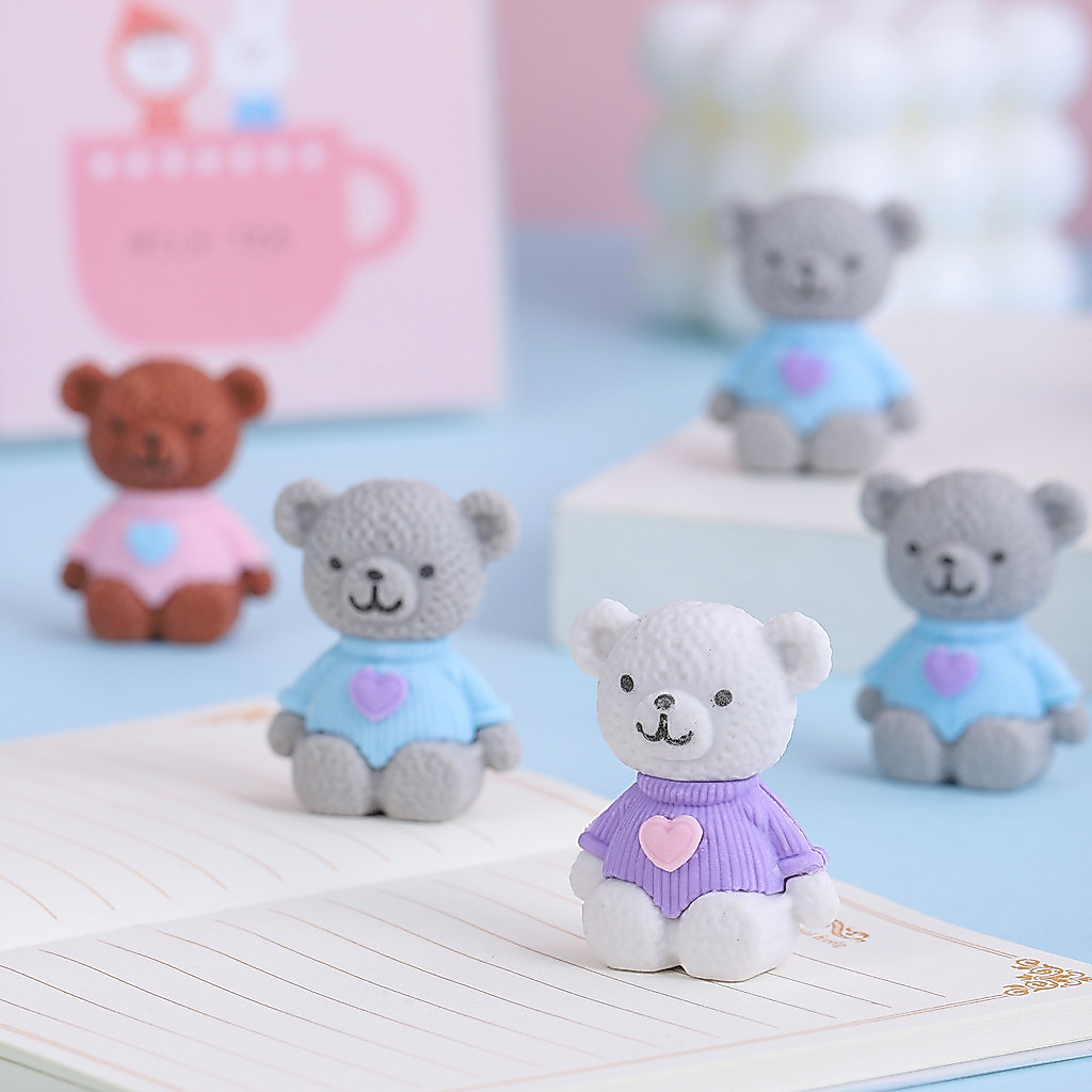 3 Tẩy Gôm Chì Xoá Hình Gấu Trái Tim