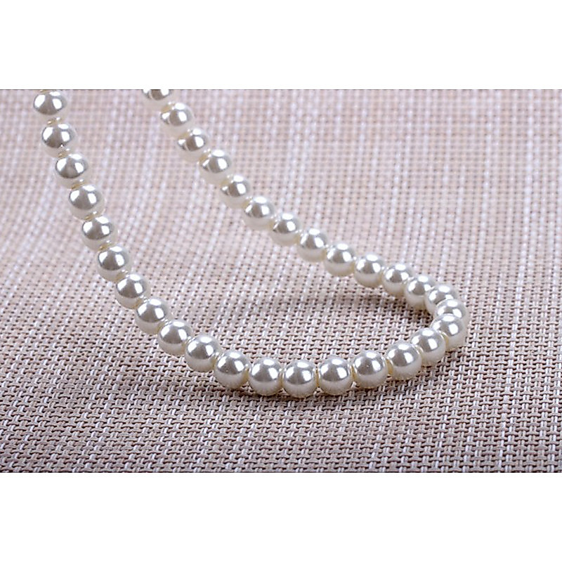 Nhà máy thời trang Vòng cổ hạt ngọc trai giả 8mm màu trắng QrhYK