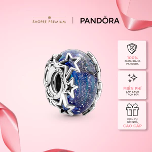 Charm Bạc Murano Dải Ngân Hà - Xanh Vũ Trụ - Galaxy Blue & Star Murano