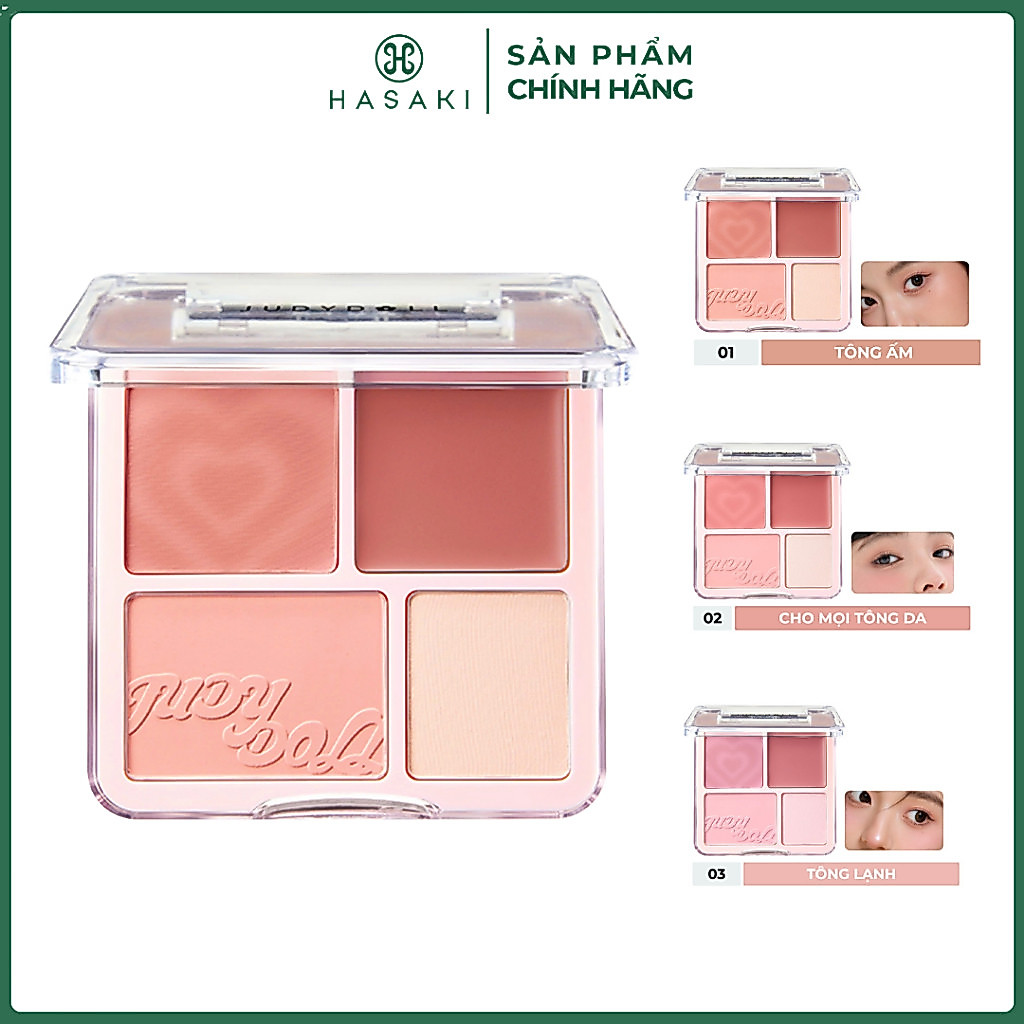 Phấn Má Hồng & Bắt Sáng Judydoll 4 Màu - 01 Tông Ấm 9g