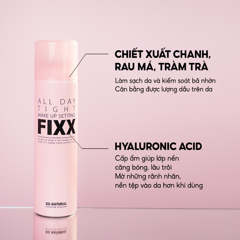 [Bán chạy nhất][120ml] Xịt Khóa Makeup Toàn Diện, Hiệu Ứng Căng Bóng, Nền Mịn Lì Trên Da All Day Setting Fixx So Natural