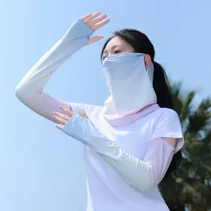 Mặt nạ chống nắng bằng lụa băng Bộ đồ tay áo băng mùa hè Vỏ cổ chống tia cực tím Full Face Tấm che nắng cưỡi ngựa thoáng khí