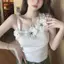 Xiaoxiangfeng Camellia Dây đeo nhỏ không dây cho nữ Mùa hè Phong cách mới Không tay Đáy Áo khoác ngoài Áo Vest trắng