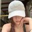 mũ lưỡi trai vành cong lưới thêu chữ 100%cotton màu trơn thời trang nữ
