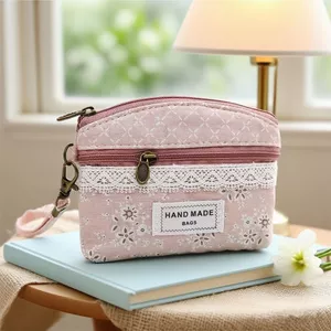 Mục vụ Lưới Đôi Dây Kéo Nữ Tay Đồng Xu Túi Đựng Tiền Xu Túi Nhỏ Túi Bảo Quản Đa Năng