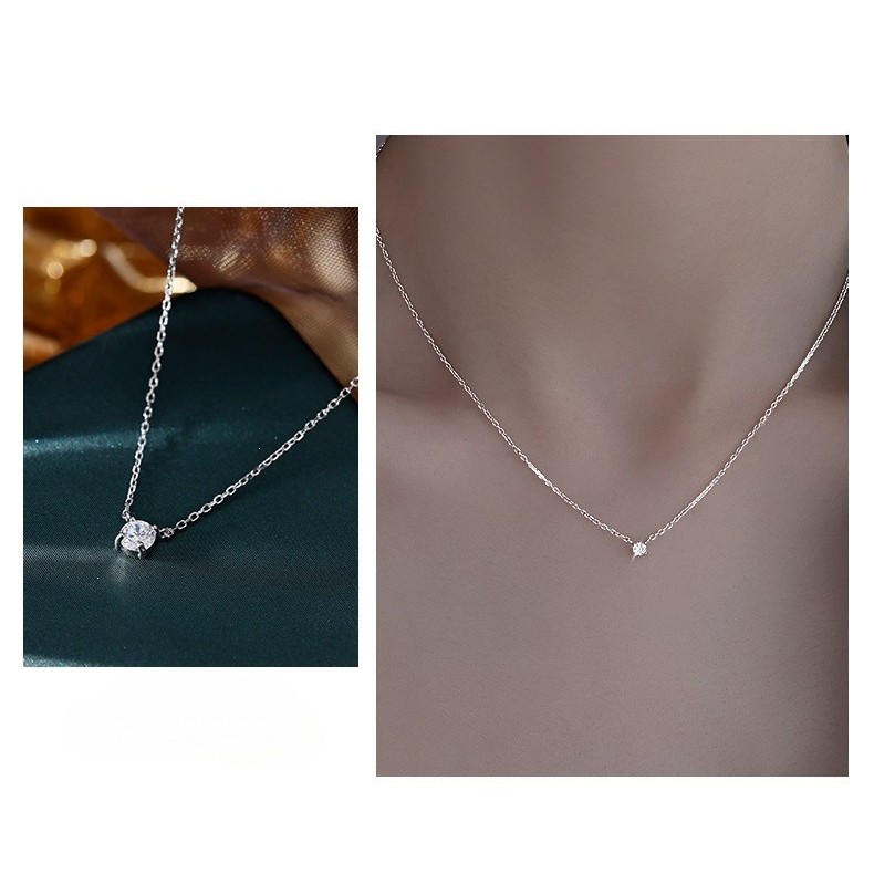 Vòng cổ kim cương đơn bạc s925 mẫu mới
