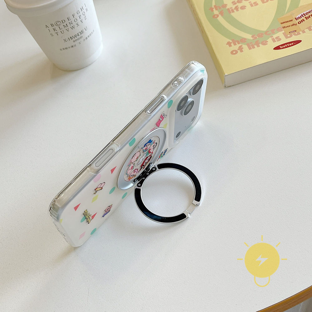 Phone Case For iPhone 17 Pro Max 16 15 with Griptok TPU Crayon Xiao Xin Rotate with Griptok Aesthetic Korean Cute