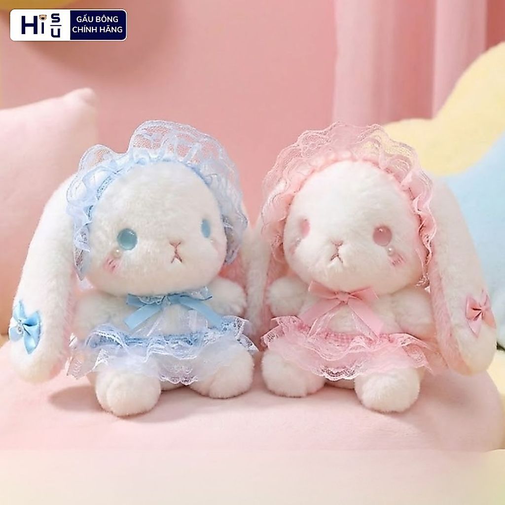 Gấu Bông Thỏ Trắng Lolita Đội Mũ Ren Đính Chamr Siêu Đáng Yêu ,Thỏ Bông Xinh Xắn Làm Quà Tặng Sinh Nhật Cho Bé, Bạn Gái