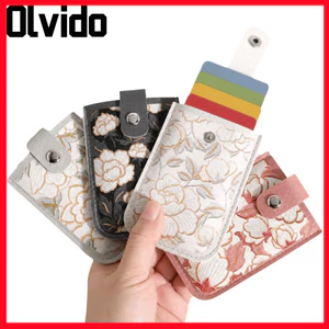 Túi đựng thẻ OLVIDO, Thiết kế kéo ra Khe cắm nhiều thẻ, Ngăn kéo di động Phong cách Bảo vệ ID Tranh sơn dầu nghệ thuật Túi lưu trữ di động cho thẻ ID
