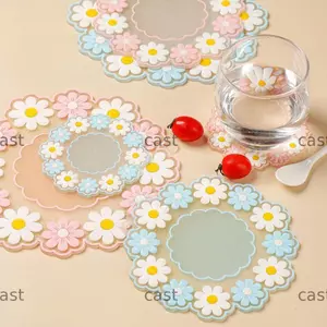 CAST Hoa Cúc Thảm Cách Nhiệt Nhà Bếp Cách Nhiệt Miếng Lót Ăn Bát Miếng Lót Cốc Thảm Bàn Đệm Chống Trơn Trượt Đế Lót Ly