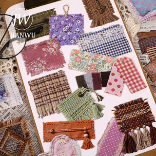 JIANWU Vintage Ren Hoa Chấm Bi Vải Phong Cảnh Chất Liệu Cắt Dán Thêu Sò Nhãn Dán Sáng Tạo DIY Tạp Chí Văn Phòng Phẩm