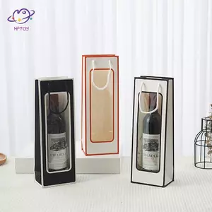 HFTOY Phong Cách Mới Đơn Đỏ Túi Tote Cửa Sổ Trong Suốt PVC Giấy Kraft Hoa Búp Bê Hình Chữ Nhật Quà Tặng Túi Ngủ ~