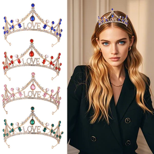 Cô Dâu Vương Miện Mũ Sinh Nhật Hợp Kim Đầu Kim Cương Giả Nữ Hoàng Phụ Kiện Tóc Trang Phục Cưới Vương Miện