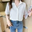 Áo sơ mi nữ tay ngắn màu trắng trơn cho nữ mùa hè Áo sơ mi công sở thông thường