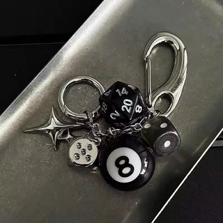 Hiphop Đen 8 Bi-a Móc Khóa Bóng Mini Móc Khóa Nhựa Mặt Dây Chuyền Anh Đào Trang Sức Quà Tặng Mục Tiêu Người Chiến Thắng Bóng Phụ Kiện