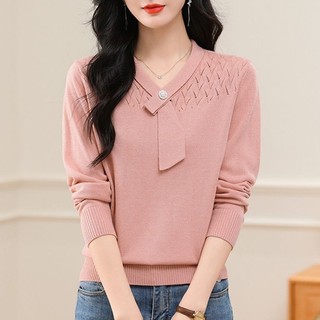 Áo len dệt kim dài tay nữ phiên bản Hàn Quốc đi lại hàng đầu thu đông ~