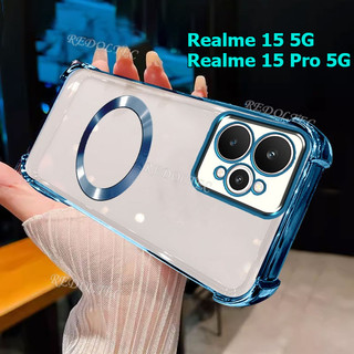 Realme 15 15Pro 5G 2025 Ốp Lưng Mới Từ Tính Chống Sốc Trong Suốt Có Vòng Nam Châm 2025 Thiết Kế Mới Vỏ Trong Suốt Realme 15 Pro Realme15 Vỏ Điện Thoại Mềm Siêu Mỏng