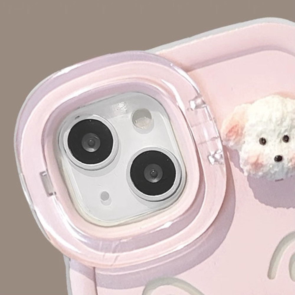 Ốp điện thoại hình chó dễ thương Dây buộc hai chiều cho iPhone iPhone 17ProMax 16Plus 15 14 13 12 1 Vỏ bảo vệ chống sốc