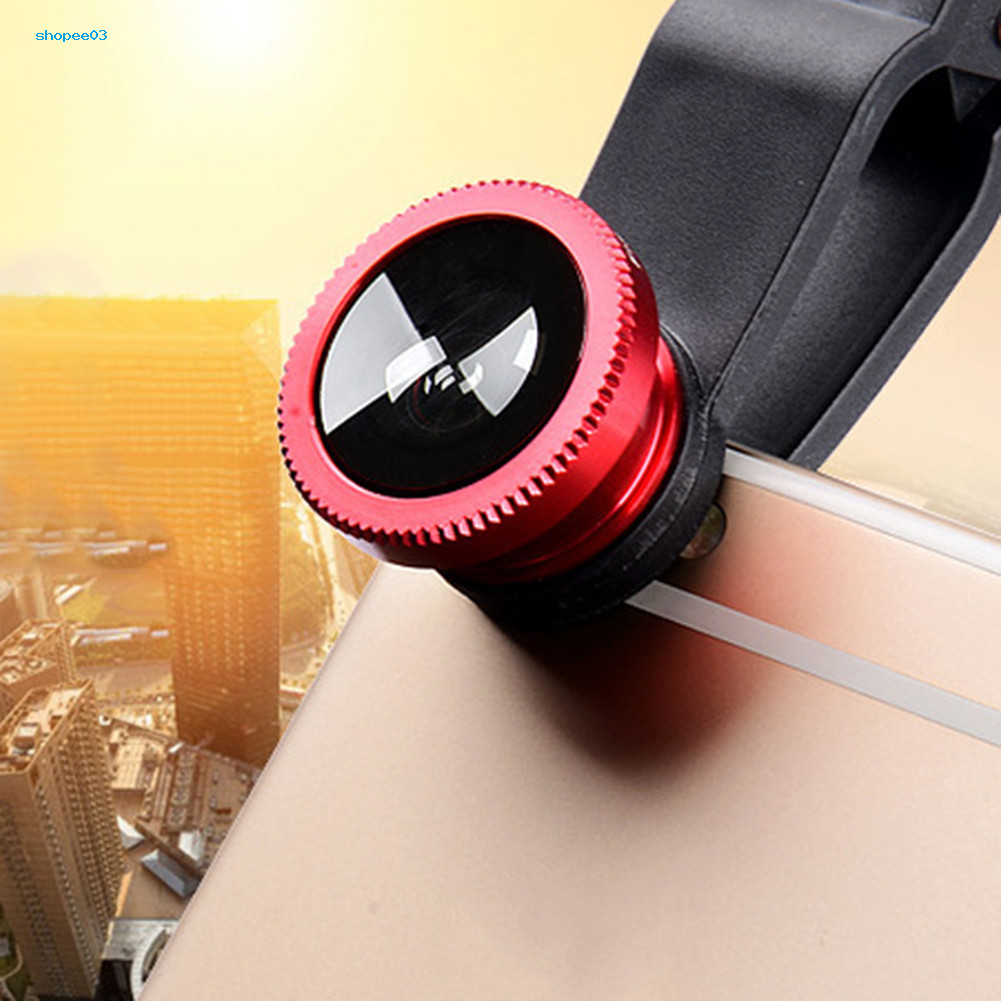 [Ky] Camera điện thoại di động 3 trong 1 Fish Eye Macro Bộ ống kính góc siêu rộng có kẹp
