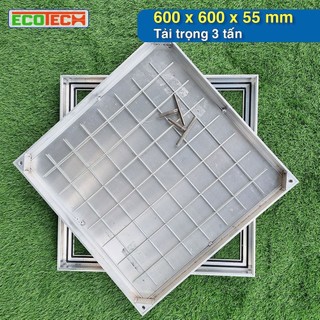 Nắp bể ngầm hố ga âm sàn ECOTECH nhôm cao cấp - Chịu tải 3 tấn, gioăng kép kín nước ngăn mùi 100%