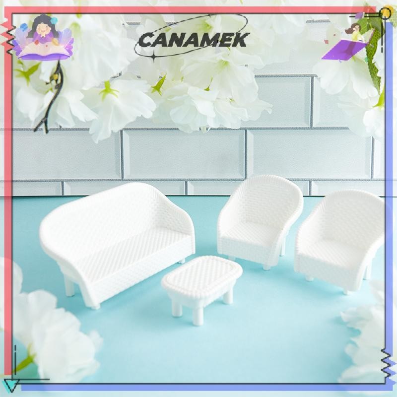 CANAMEK 4 Trắng DIY Nhà Búp Bê Thu Nhỏ Phòng Khách Cổ Sofa Bàn Mô Hình Đồ Chơi Trẻ Em CSF