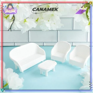 CANAMEK 4 Trắng DIY Nhà Búp Bê Thu Nhỏ Phòng Khách Cổ Sofa Bàn Mô Hình Đồ Chơi Trẻ Em CSF