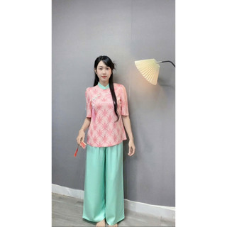 Gấm Tết cổ tàu ngọc bội trung hoa, thời trang nữ lụa Tết