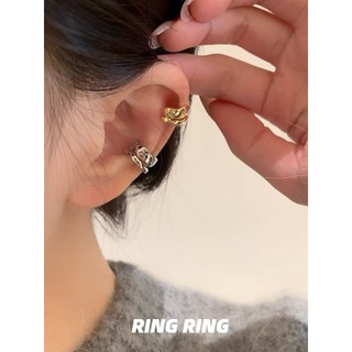 Bông Tai Không Cần Bấm Llỗ Hai Lớp Kim Cương Hình Chữ U Không Xuyên Kẹp Tai , Họa Tiết Sóng Hình Xương Thanh Lịch & Thời Trang