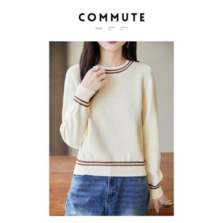 Áo len cổ tròn tay dài nữ mỏng, phong cách Hàn Quốc đơn giản