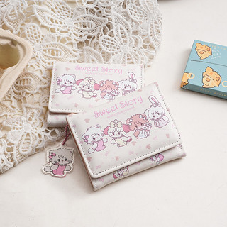Hoạt Hình Ngọt Ngào In Hình Động Vật Ví Nữ Vuông Dễ Thương Mini Trifold Ví Tiền Mặt Tiện Lợi