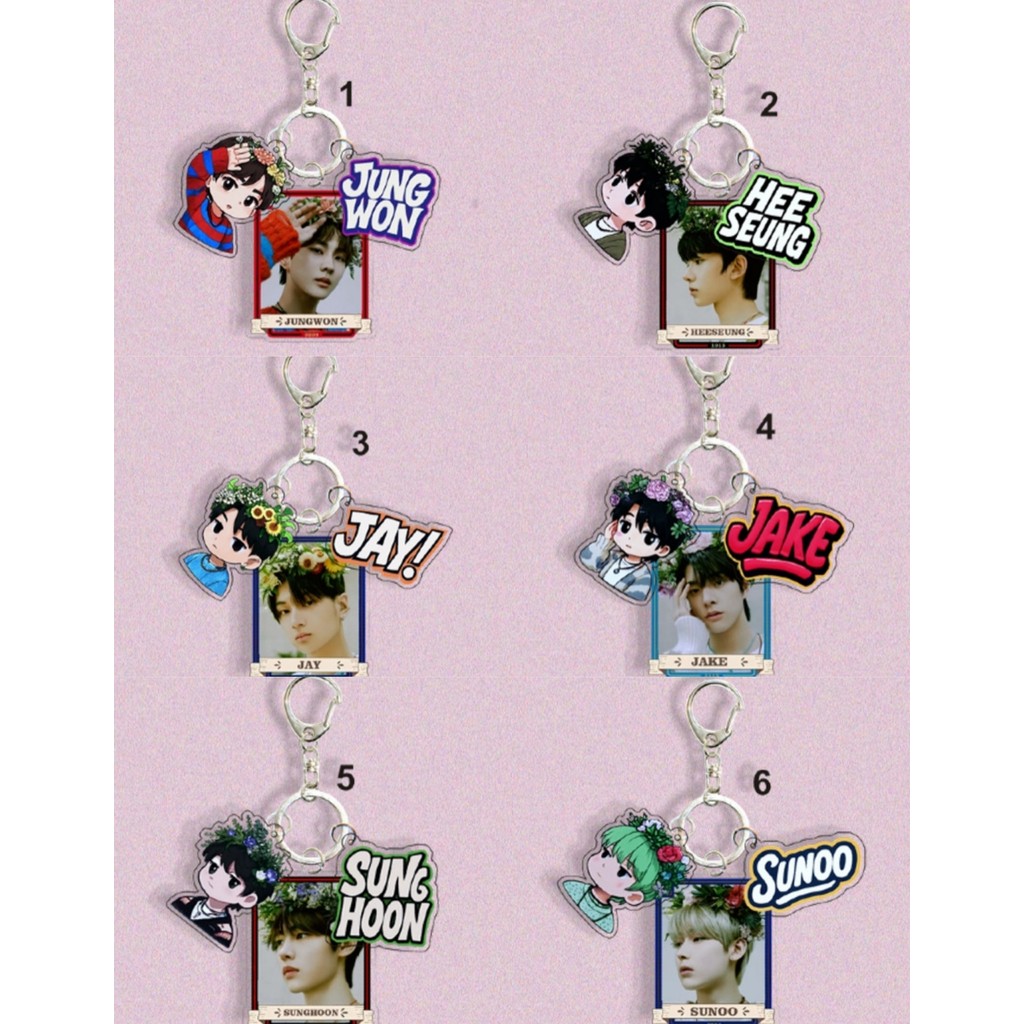 EN ROMANCE UNTOLD Daydream Móc khóa Acrylic trong suốt JUNGWON HEESEUNG Móc khóa JAY Trâm cài Móc chìa khóa JAKE SUNOO NI-KI Treo nhẫn chìa khóa thần tượng YM
